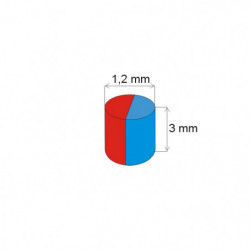 Неодимов магнит цилиндър диам.1,2x3 N 180 °C, VMM5UH-N35UH