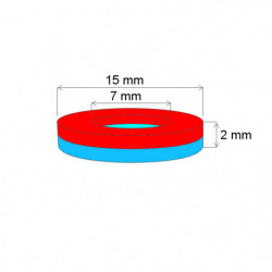 Неодимов магнит пръстен диам.15,5x диам.7x2 N 120 °C, VMM4H-N35H