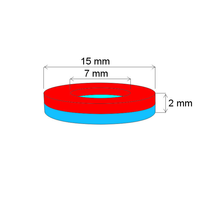 Неодимов магнит пръстен диам.15,5x диам.7x2 N 120 °C, VMM4H-N35H