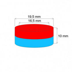 Неодимов магнит пръстен диам.19,5x диам.16,5x10 P 180 °C, VMM5UH-N35UH