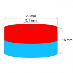 Неодимов магнит пръстен диам.29x диам.5,1x16 N 120 °C, VMM9H