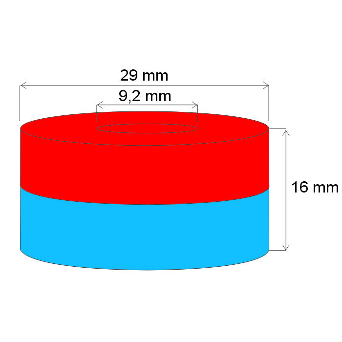Неодимов магнит пръстен диам.29x диам.9,2x16 N 120 °C, VMM9H