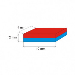 Неодимов магнит куб 10x4x2 Au 80 °C, VMM10-N50