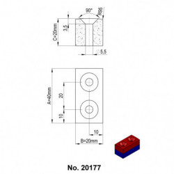 Неодимов магнит куб 40x20x20xR98,5 N 80 °C, VMM10-N50