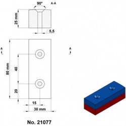 Неодимов магнит куб 80x30x25 N 80 °C, VMM5-N38