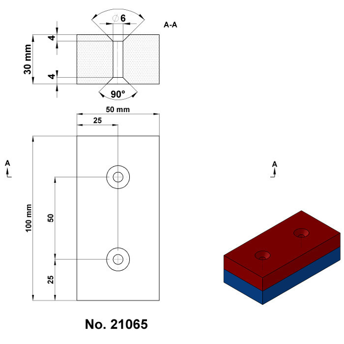 Неодимов магнит куб 100x50x30 N 80 °C, VMM10