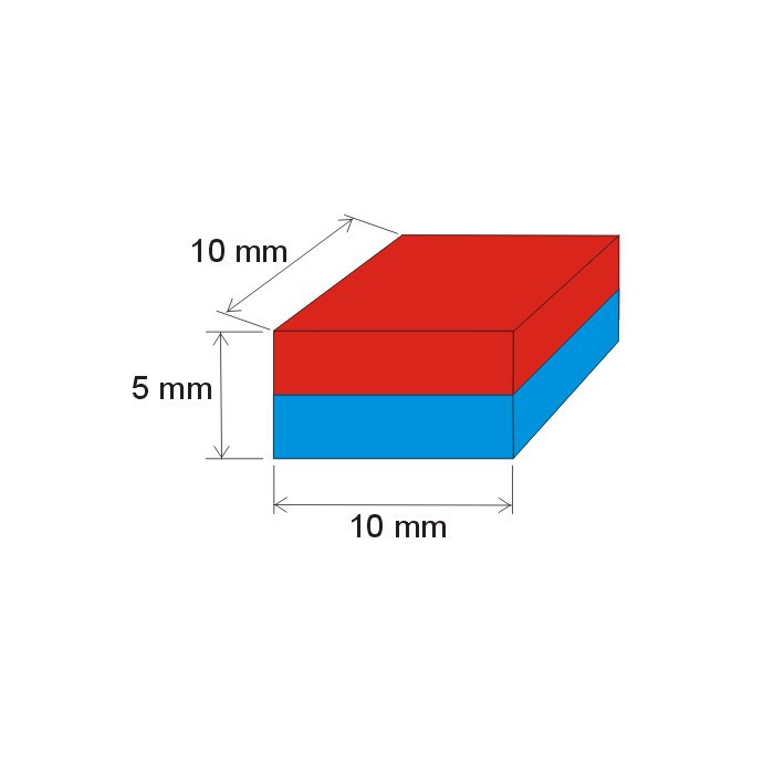 Неодимов магнит куб 10x10x5 N 80 °C, VMM7-N42