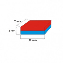 Неодимов магнит куб 12x7x3 N 80 °C, VMM4-N35
