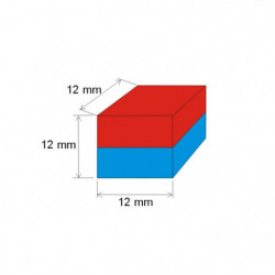 Неодимов магнит куб 12x12x12 Au 80 °C, VMM9-N48