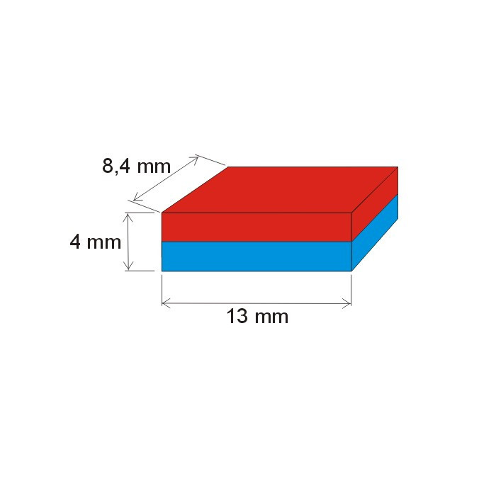 Неодимов магнит куб 13x8,4x4 N 80 °C, VMM5-N38