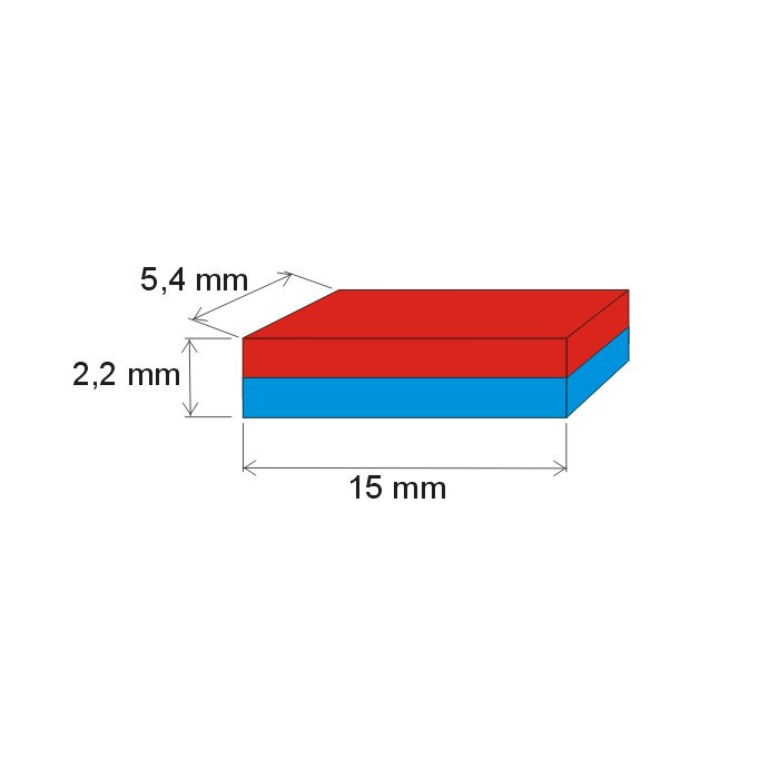 Неодимов магнит куб 15x5,4x2,2 P 180 °C, VMM7UH-N42H