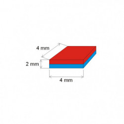 Неодимов магнит куб 4x4x2 E 150 °C, VMM8SH-N45SH