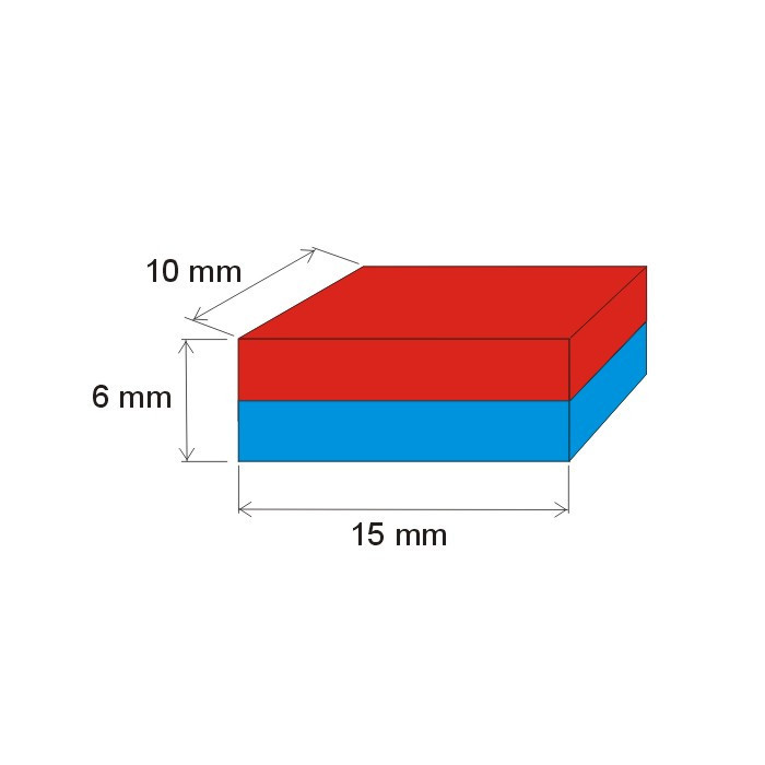 Неодимов магнит куб 15x10x6 N 150 °C, VMM7SH-N42SH