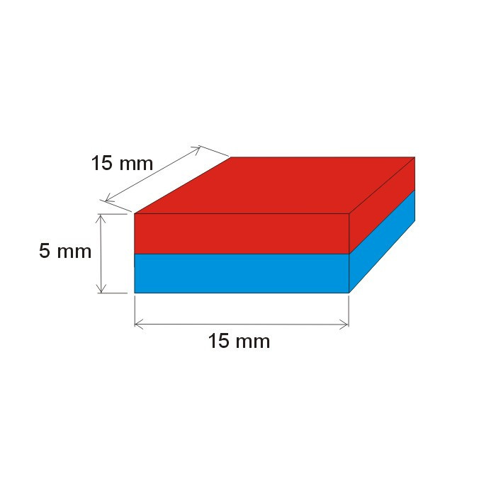 Неодимов магнит куб 15x15x5 N 80 °C, VMM4-N30