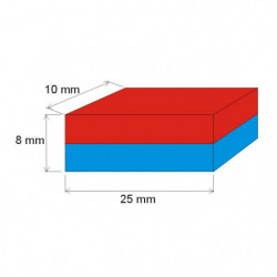 Неодимов магнит куб 25x10x8 N 80 °C, VMM4-N35