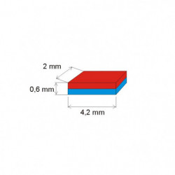 Неодимов магнит куб 4,2x2x0,6 N 150 °C, VMM8SH-N45SH