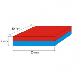 Неодимов магнит куб 30x30x2 N 80 °C, VMM10-N50
