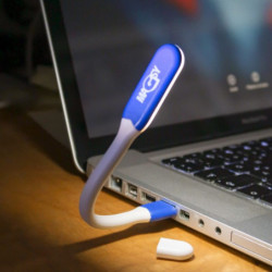 Гъвкава LED лампа за лаптоп с USB конектор тъмно синя