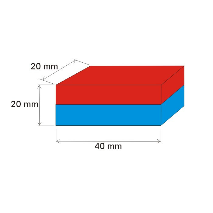 Неодимов магнит куб 40x20x20 N 80 °C, VMM7-N42