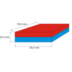 Неодимов магнит куб 50,8x50,8x25,4 N 80 °C, VMM6-N40