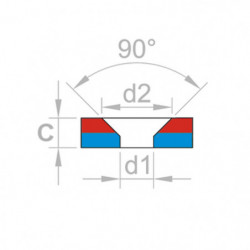 Неодимов магнит куб с отвор за болт с плоска глава 15 x 15 x 4 N 80 °C, VMM4-N35