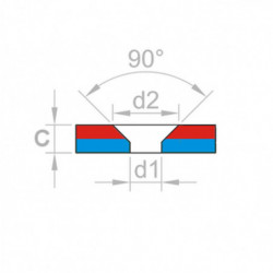 Неодимов магнит куб с отвор за болт с плоска глава 20 x 20 x 4 N 80 °C, VMM4-N35