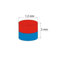 Неодимов магнит цилиндър диам.1,2x2 N 180 °C, VMM5UH-N35UH