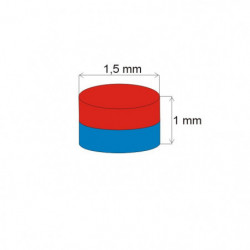 Неодимов магнит цилиндър диам.1,5x1 N 80 °C, VMM8-N45