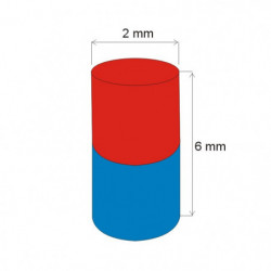 Неодимов магнит цилиндър диам.2x6&nbsp_N 180 °C, VMM4UH-N33UH