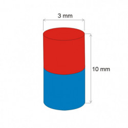 Неодимов магнит цилиндър диам.3x10 N 80 °C, VMM4-N35