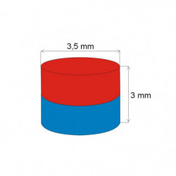 Неодимов магнит цилиндър диам.3,5x3 N 80 °C, VMM5-N38