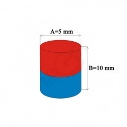 Неодимов магнит цилиндър диам.5x10 N 80 °C, VMM8-N45