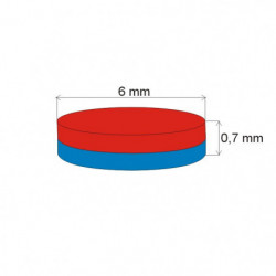 Неодимов магнит цилиндър диам.6x0,7 N 80 °C, VMM4