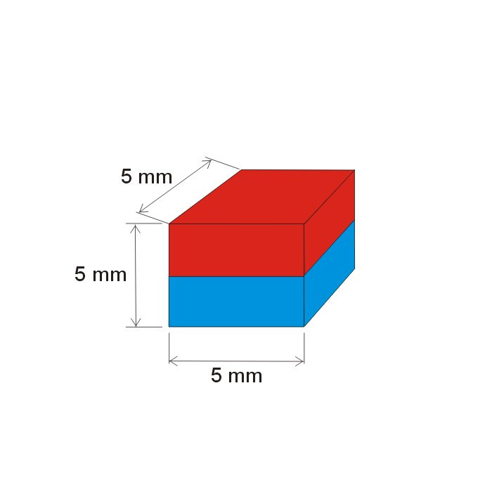Неодимов магнит куб 5x5x5 N 80 °C, VMM7-N42