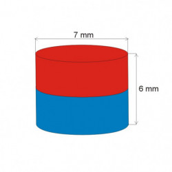 Неодимов магнит цилиндър диам.7x6&nbsp_N 80 °C, VMM7-N42