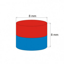 Неодимов магнит цилиндър диам.8x8&nbsp_N 80 °C, VMM4-N35