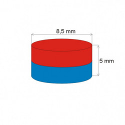 Неодимов магнит цилиндър диам.8,5x5 N 80 °C, VMM8-N45