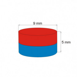 Неодимов магнит цилиндър диам.9x5&nbsp_N 80 °C, VMM10-N50