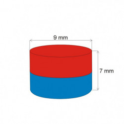 Неодимов магнит цилиндър диам.9x7&nbsp_N 80 °C, VMM7-N42