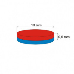 Неодимов магнит цилиндър диам.10x0,6 N 80 °C, VMM7-N42