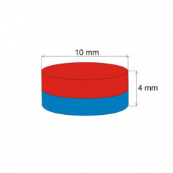 Неодимов магнит цилиндър диам.10x4 N 80 °C, VMM4-N35