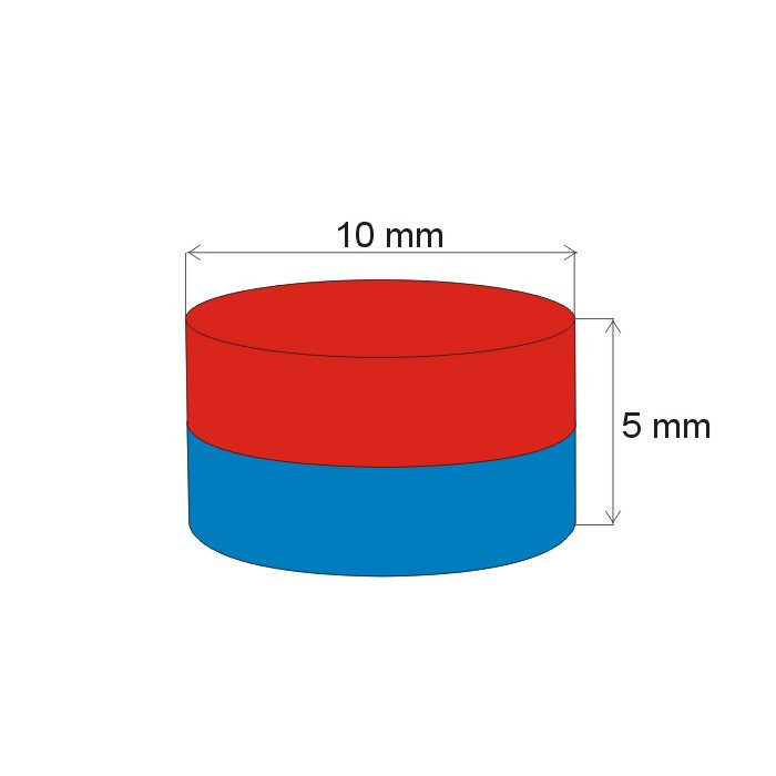 Неодимов магнит цилиндър диам.10x5 N 80 °C, VMM7-N42