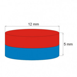 Неодимов магнит цилиндър диам.12x5 N 80 °C, VMM4-N35