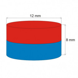 Неодимов магнит цилиндър диам.12x8 N 80 °C, VMM7-N42
