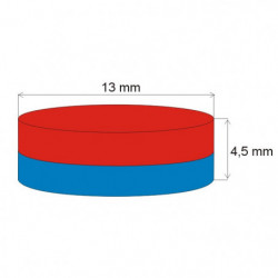 Неодимов магнит цилиндър диам.13x4,5 E 80 °C, VMM4-N35