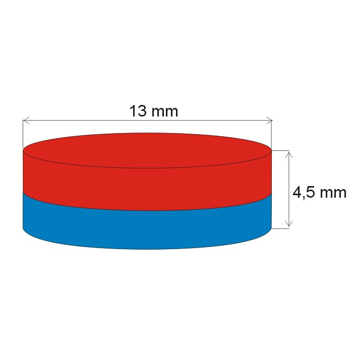 Неодимов магнит цилиндър диам.13x4,5 E 80 °C, VMM4-N35