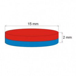 Неодимов магнит цилиндър диам.15x2 N 80 °C, VMM4-N35