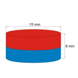Неодимов магнит цилиндър диам.15x8 N 80 °C, VMM7-N42