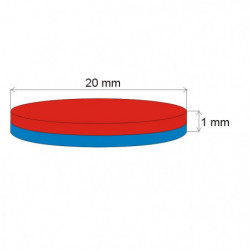 Неодимов магнит цилиндър диам.20x1 N 80 °C, VMM6-N40