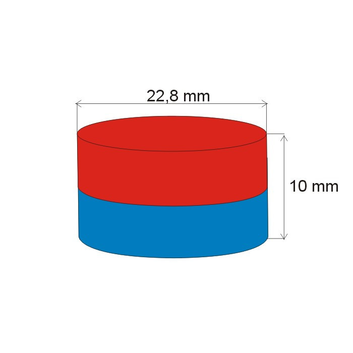 Неодимов магнит цилиндър диам.22,8x10 N 80 °C, VMM5